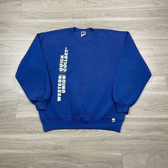Vintage Russell Athletic Sweatshirt Mens XL Blue 90s Crewneck Blank - Picture 1 of 9